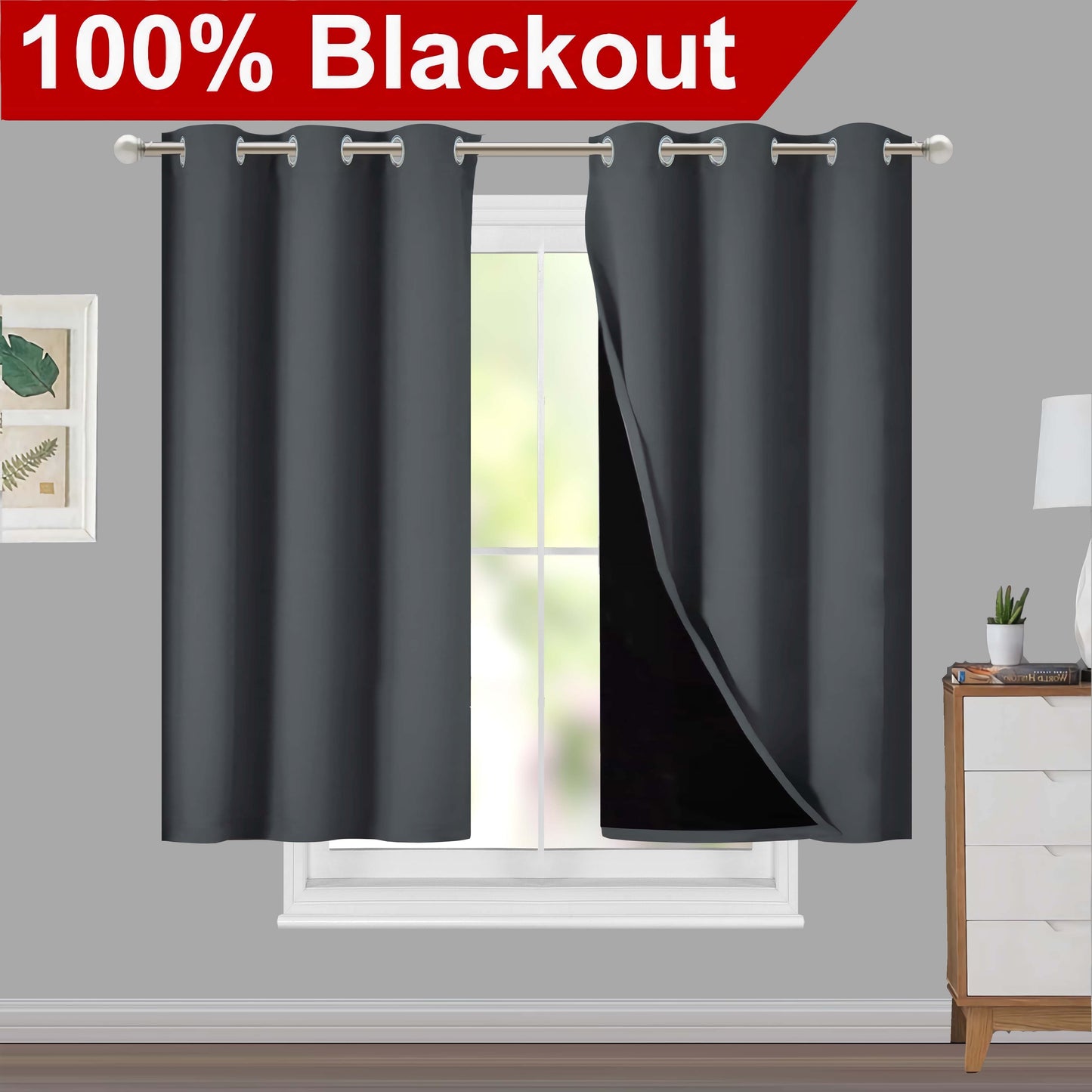 1pc Classic Blackout Curtains with Grommet Thermal Insulated Living Room Bedroom Kitchen Bathroom