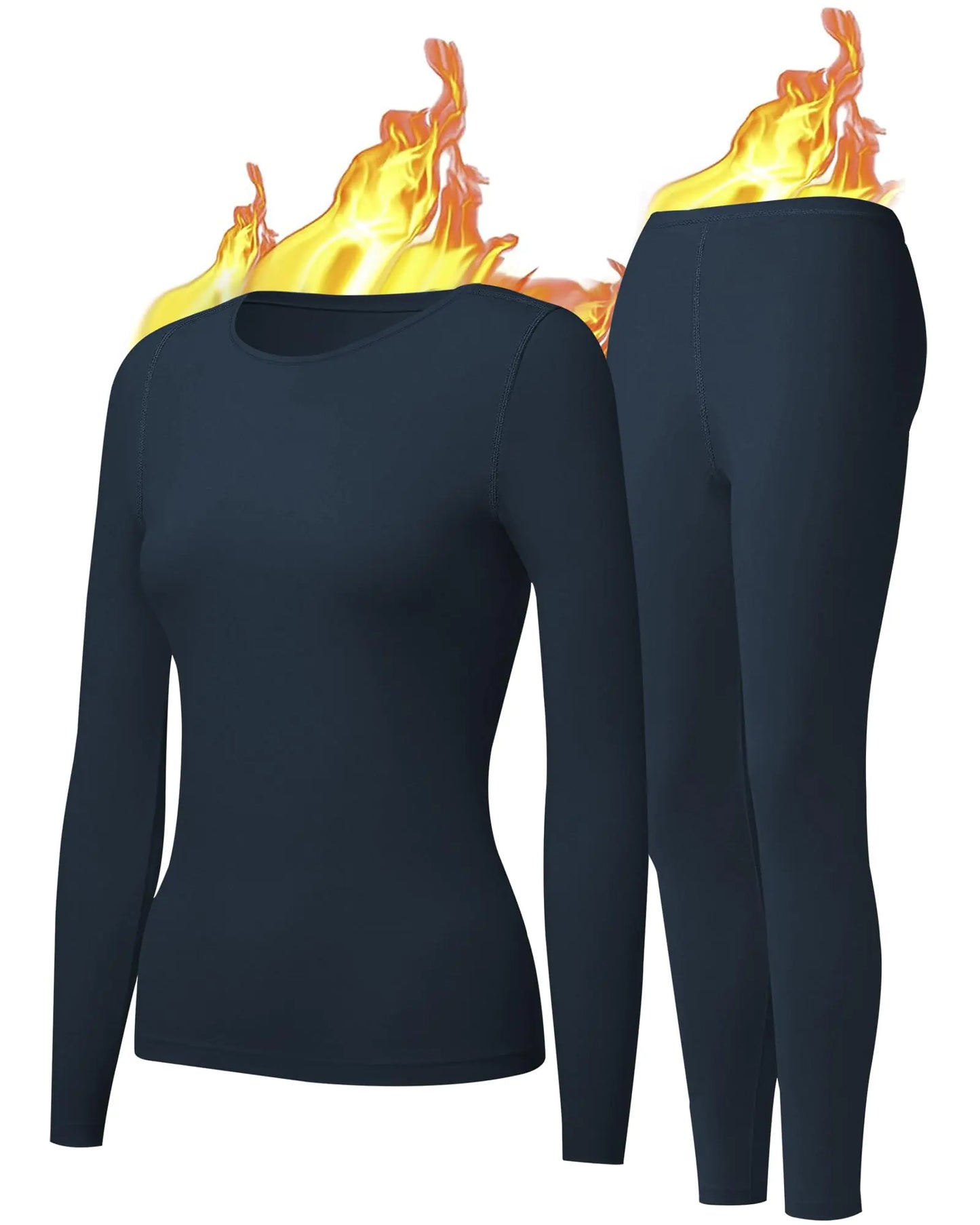 Womens Thermal Underwear Long Johns Base Layer Set for Women Athletic Underwear Set Navy