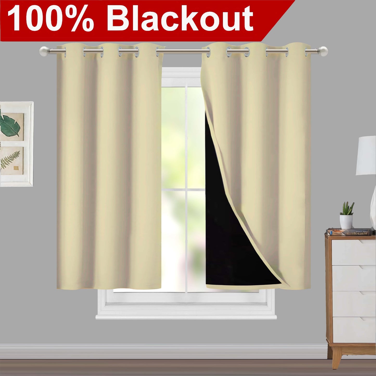 1pc Classic Blackout Curtains with Grommet Thermal Insulated Living Room Bedroom Kitchen Bathroom