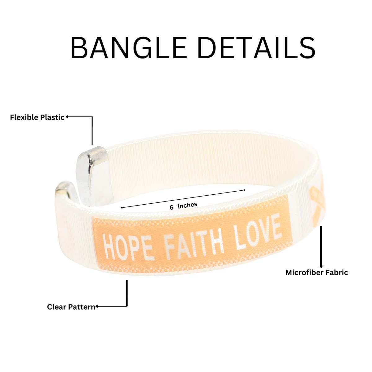 25 Pack Child Peach Ribbon Bangle Bracelets (25 Bracelets)