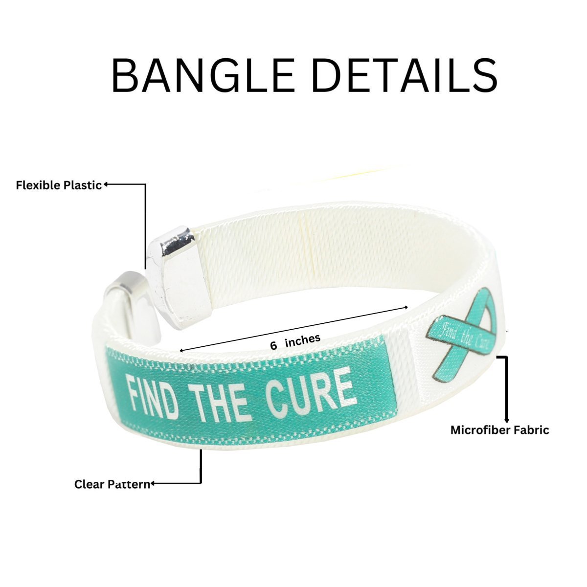 Child Size Teal Ribbon Cure Bangle Bracelets
