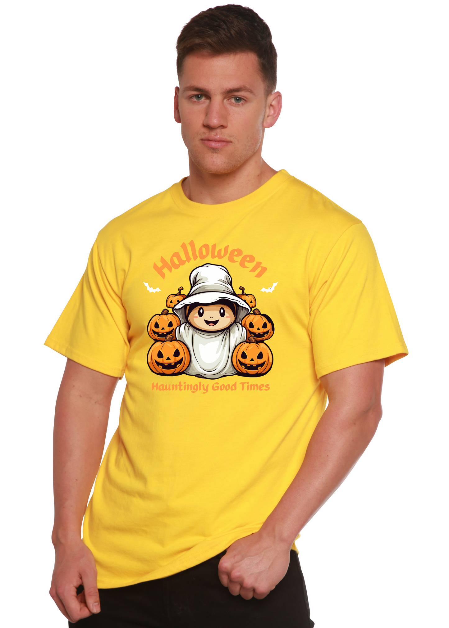 Halloween Hauntingly Good Times Day Men's Bamboo Viscose/Organic Cotton Short Sleeve Graphic T-Shirt