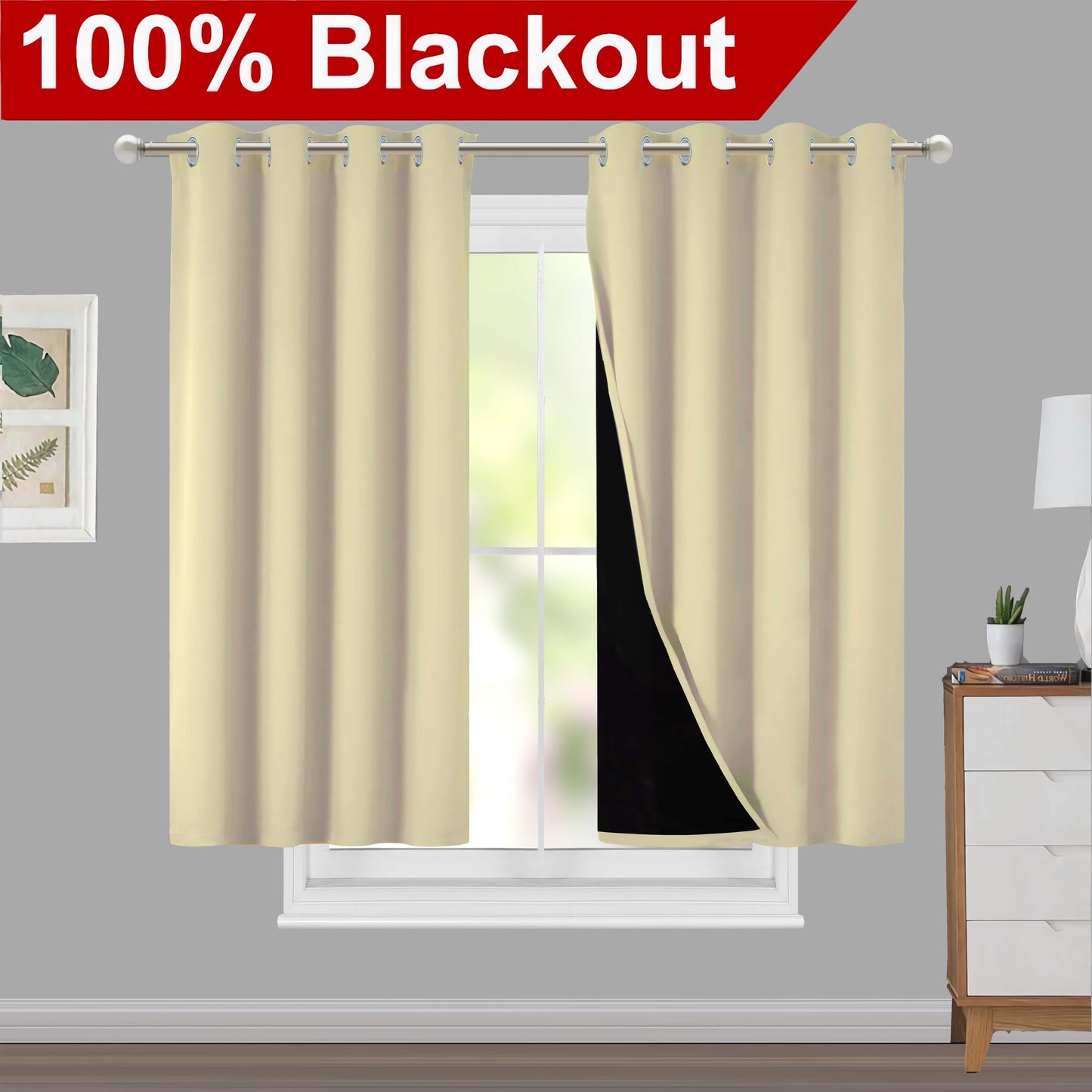 1pc Classic Blackout Curtains with Grommet Thermal Insulated Living Room Bedroom Kitchen Bathroom