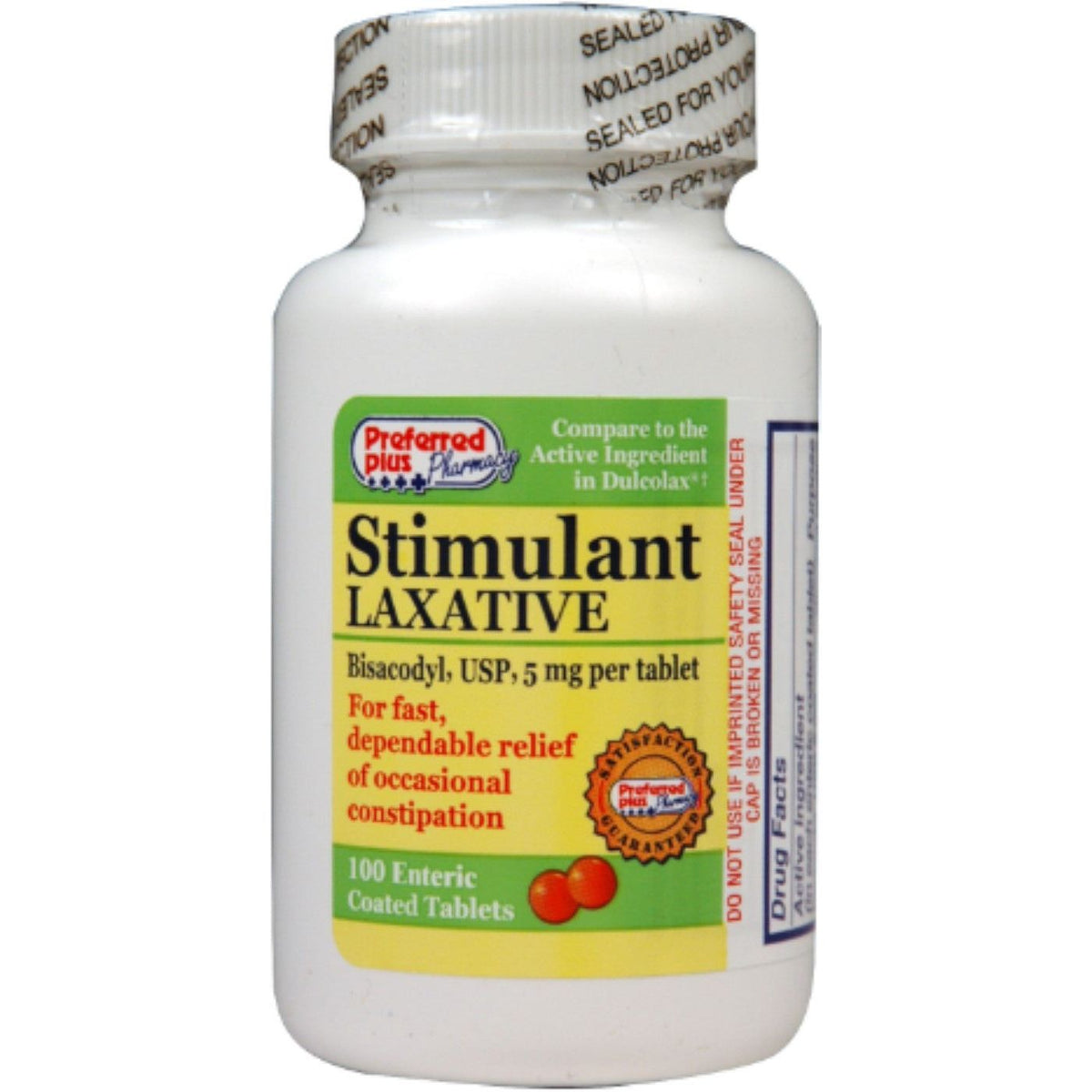 Preferred Plus Bisacodyl Laxante Estimulante 5 Mg Comprimidos 100 Ea (Pack De 4)