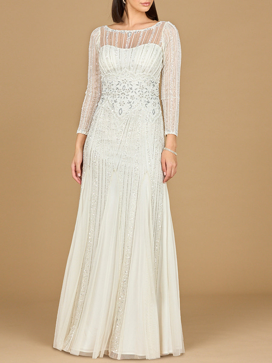 Lara Beaded High Neck Wedding Gown