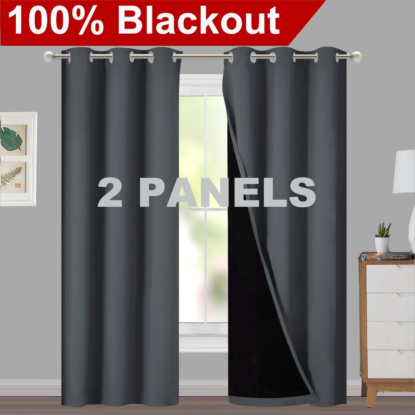 1pc Classic Blackout Curtains with Grommet Thermal Insulated Living Room Bedroom Kitchen Bathroom