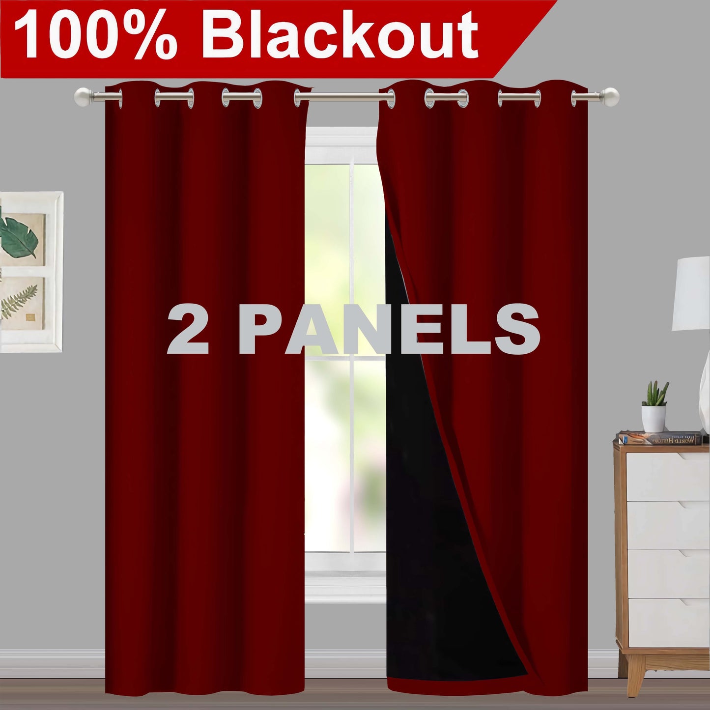 1pc Classic Blackout Curtains with Grommet Thermal Insulated Living Room Bedroom Kitchen Bathroom