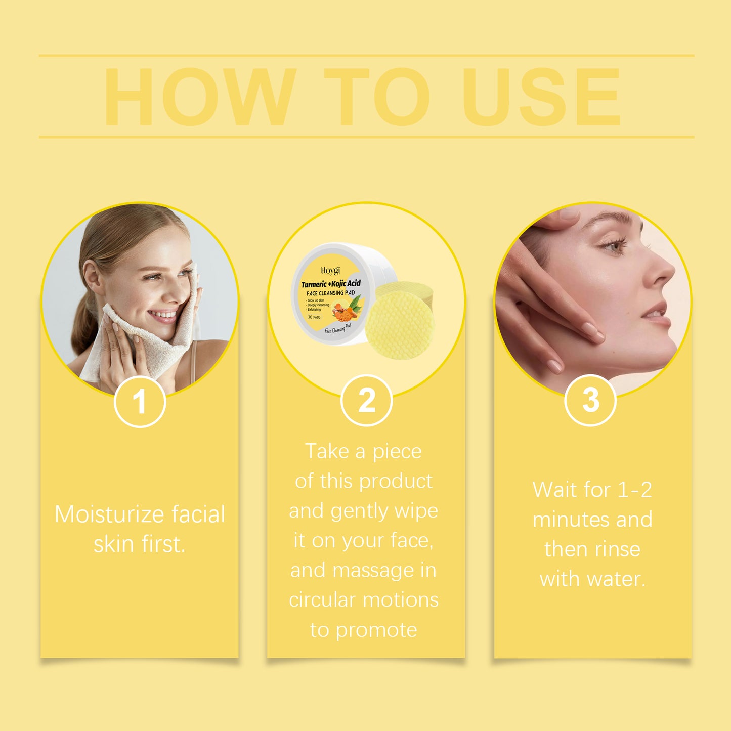 Turmeric Acid Cleansing Pad Gently Cleans Facial Pores Moisturizes Refreshing