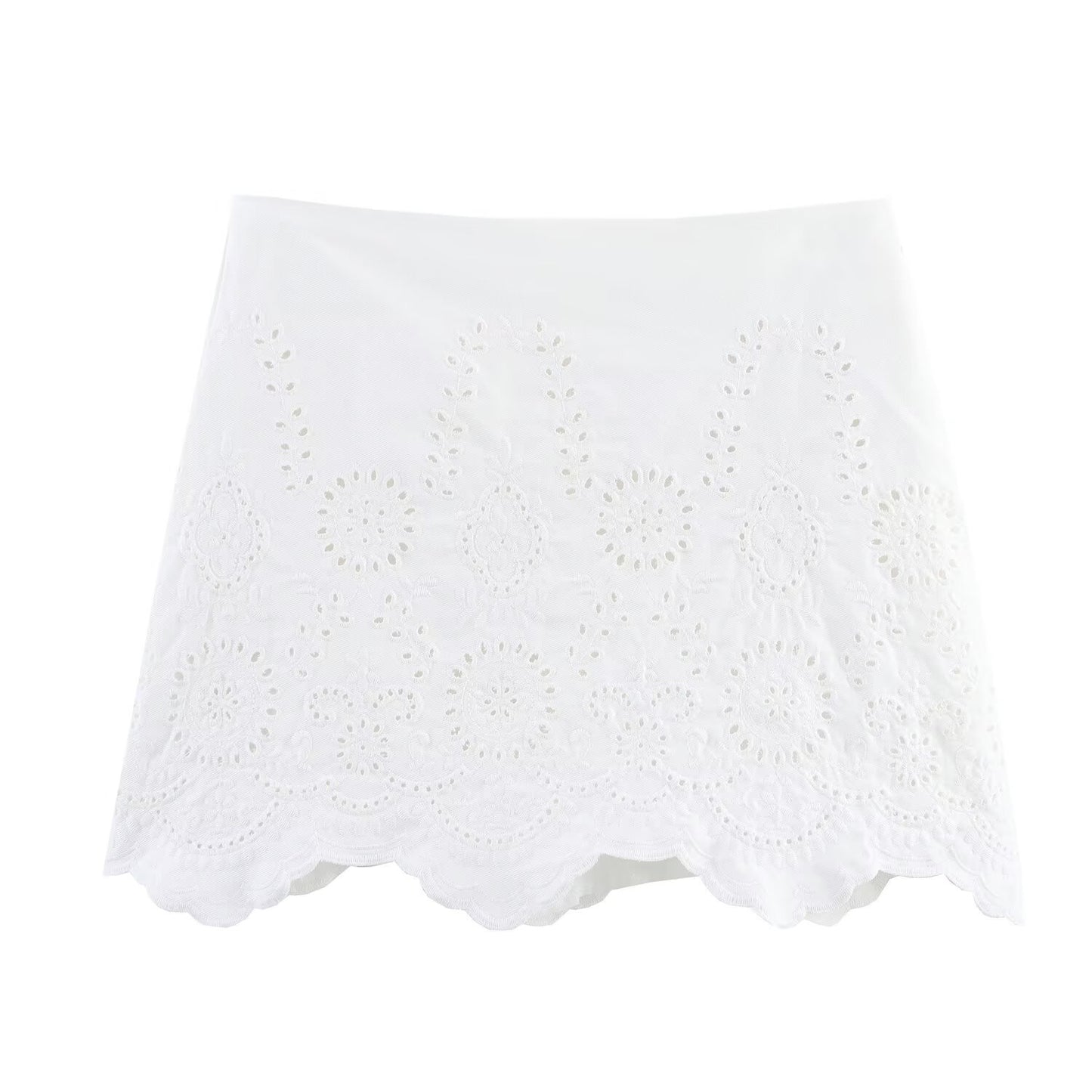Hollow vest top+embroidered skirt pants set for women