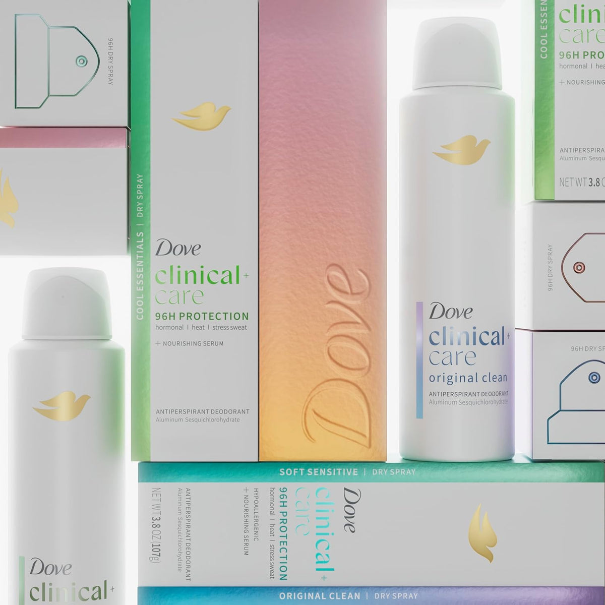 Dove Clinical + Care Antiperspirant Deodorant Dry Spray for Women Original Clean with Nourishing Serum 3.8 oz