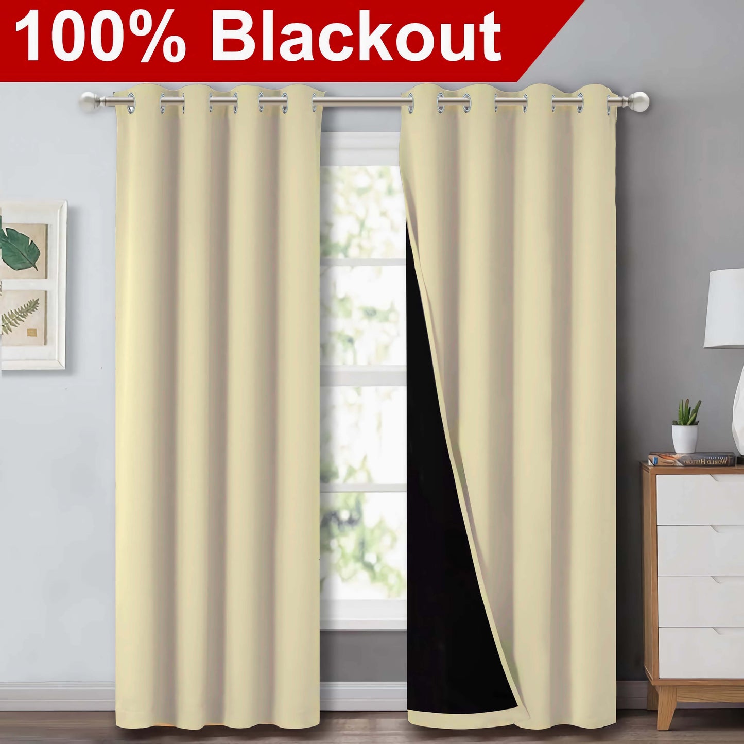 1pc Classic Blackout Curtains with Grommet Thermal Insulated Living Room Bedroom Kitchen Bathroom