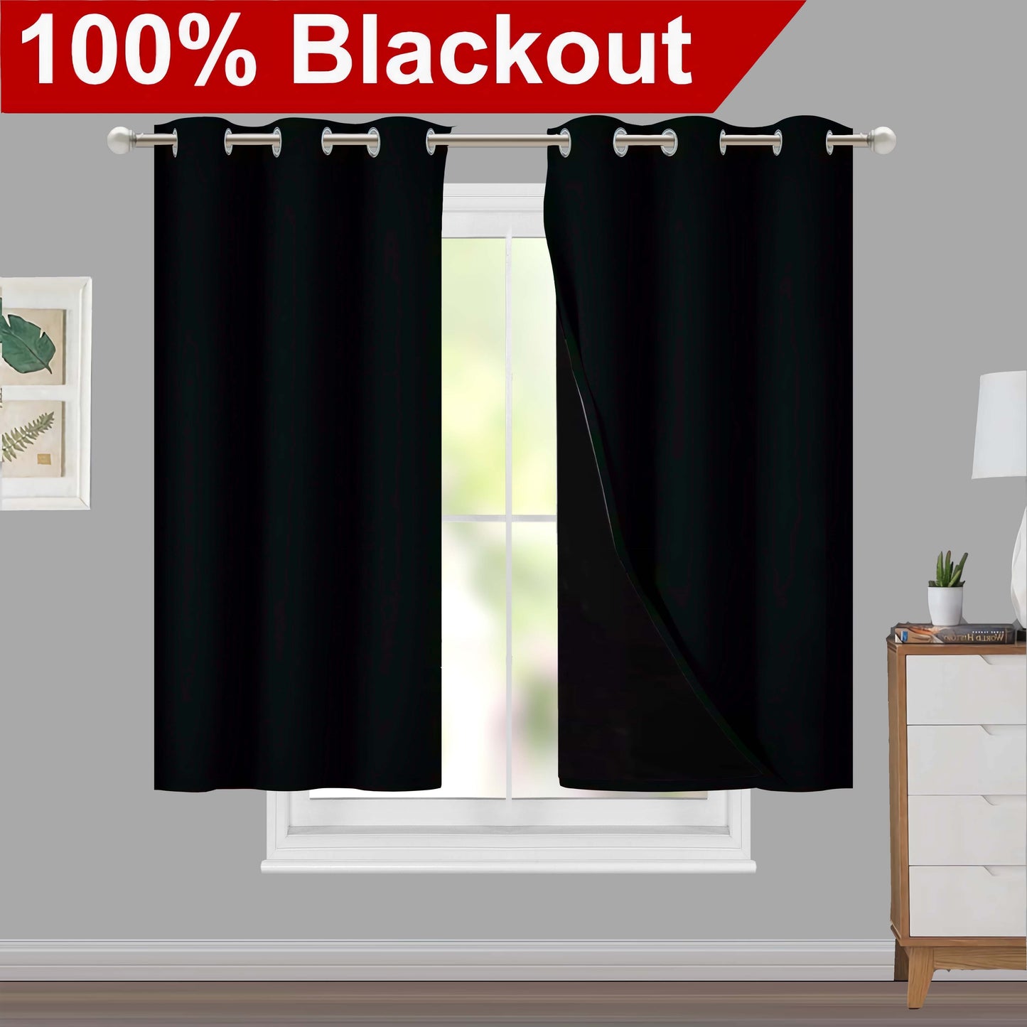 1pc Classic Blackout Curtains with Grommet Thermal Insulated Living Room Bedroom Kitchen Bathroom