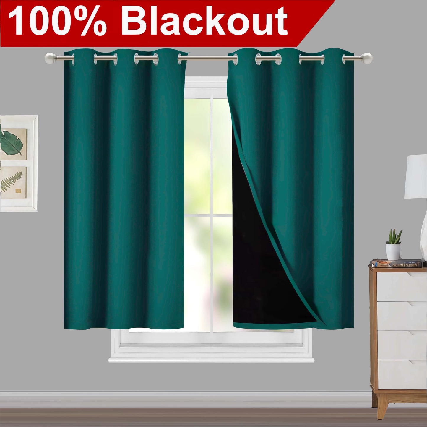 1pc Classic Blackout Curtains with Grommet Thermal Insulated Living Room Bedroom Kitchen Bathroom