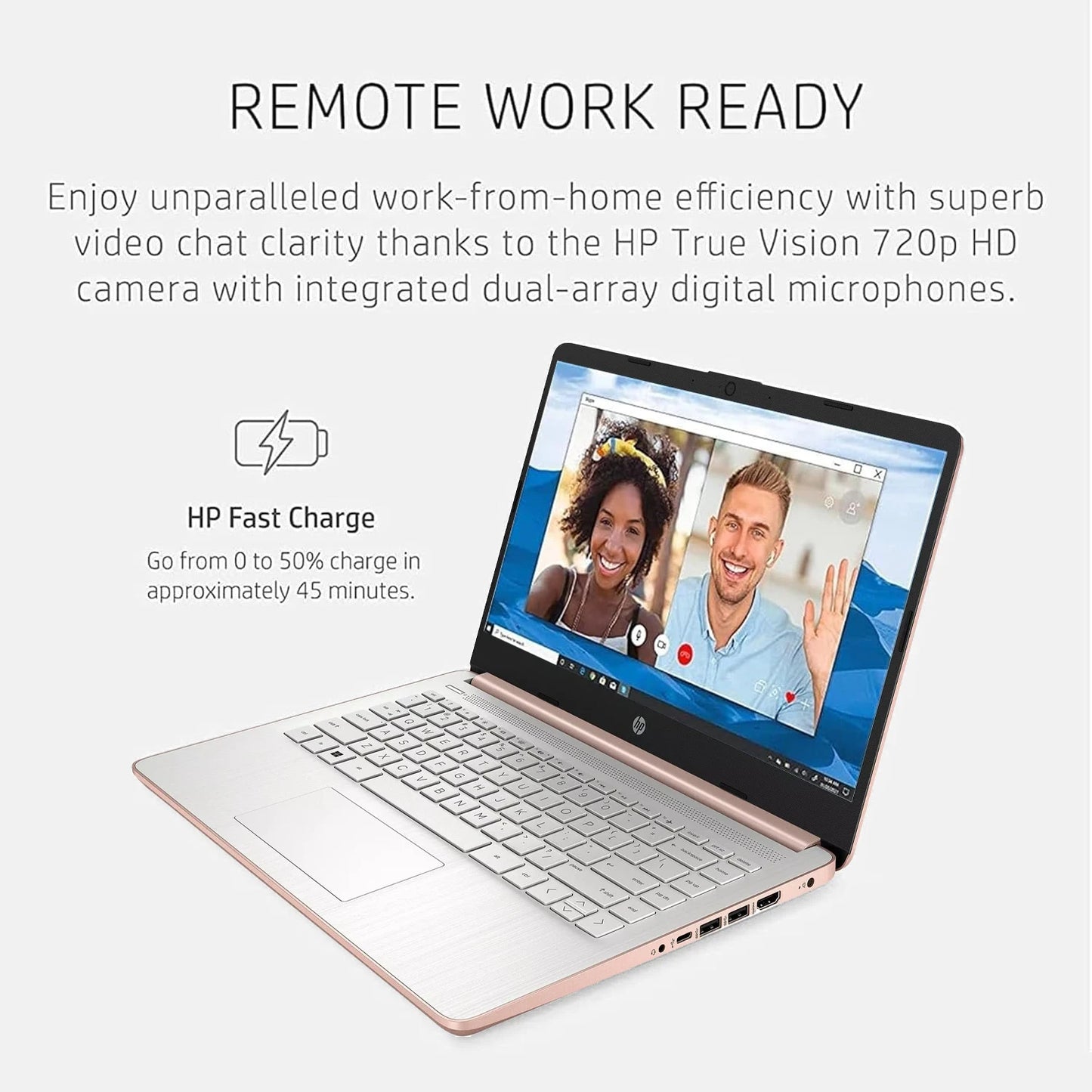 Rose Gold HP 14" Business Laptop, Intel Celeron