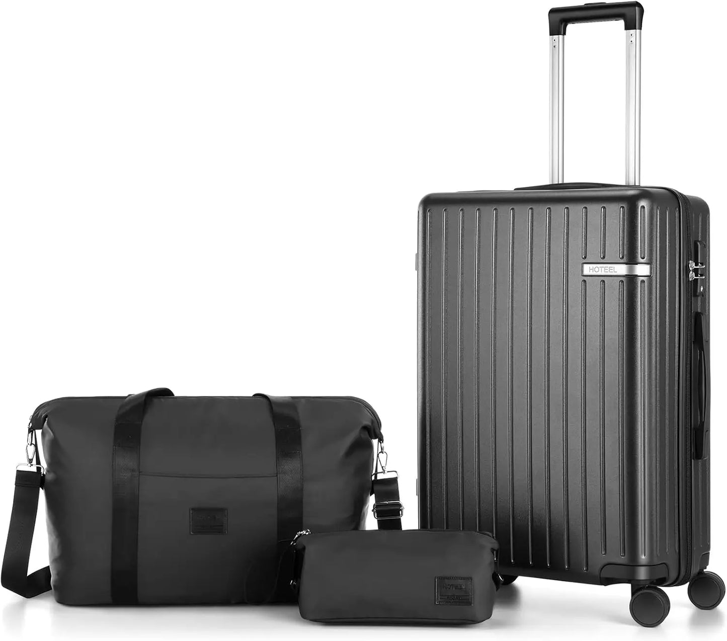 3 Piece Carry On Luggage Set ABS PC Suitcases Travel Case With Wheel Hardshell 20 inch Roller Luggage With Duffel Bag Travel Bag
