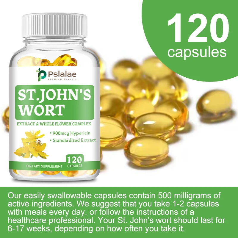 St. John's Wort Health Food Supplement Capsules Focus Anxiety Sleep Quality 120 Capsules