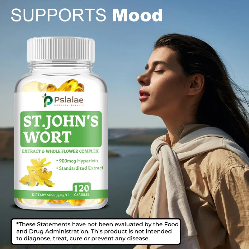 St. John's Wort Health Food Supplement Capsules Focus Anxiety Sleep Quality 120 Capsules