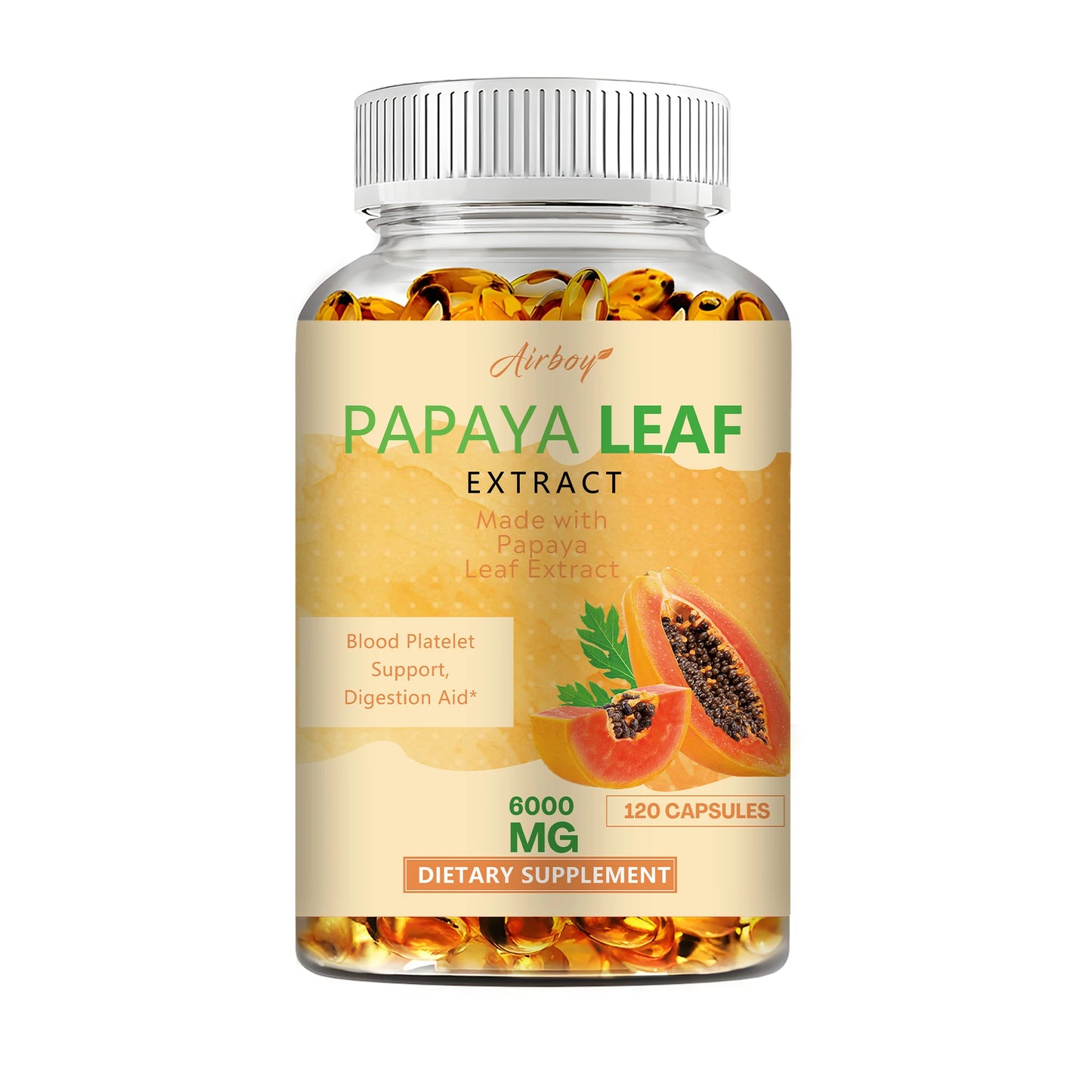 Papaya Leaf Extract Capsules - Bone Marrow & Spleen Support, Platelets, Immune and Gut Health - 120 Capsules
