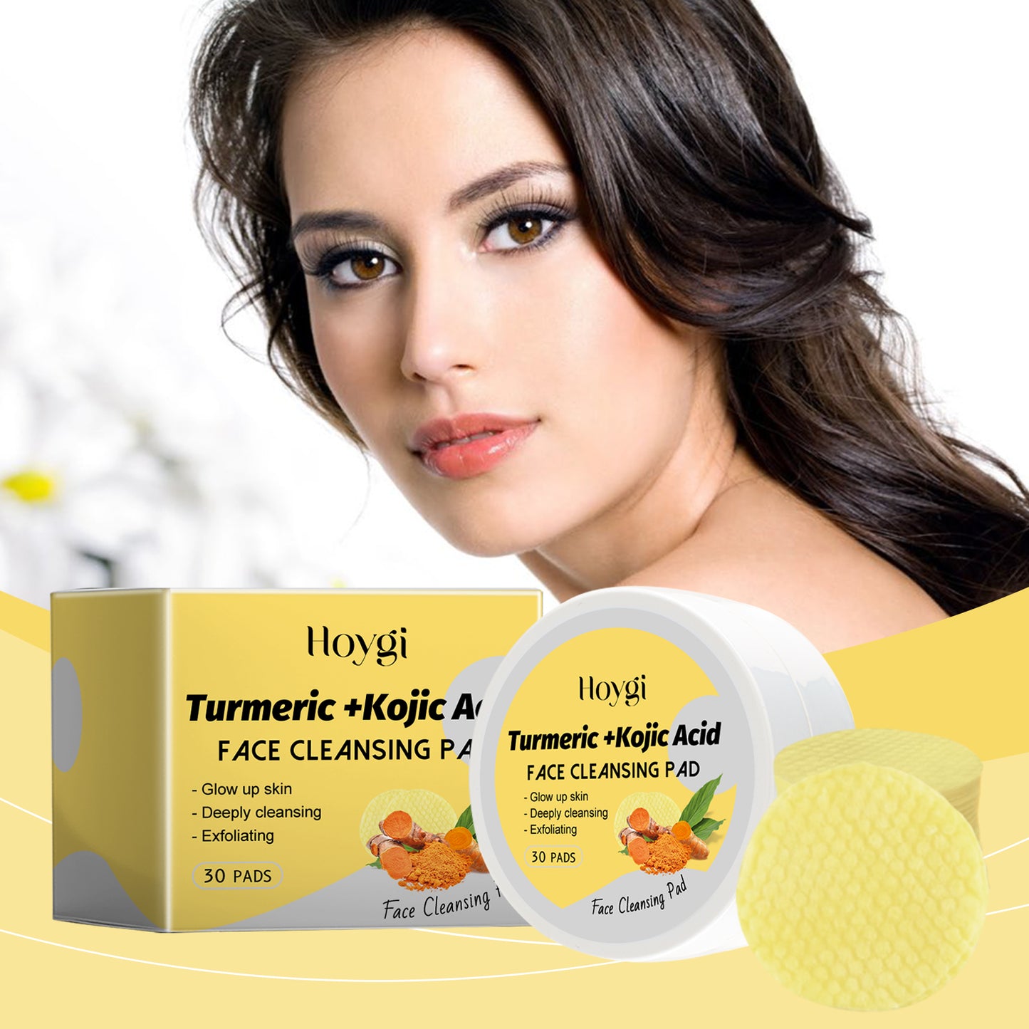 Turmeric Acid Cleansing Pad Gently Cleans Facial Pores Moisturizes Refreshing