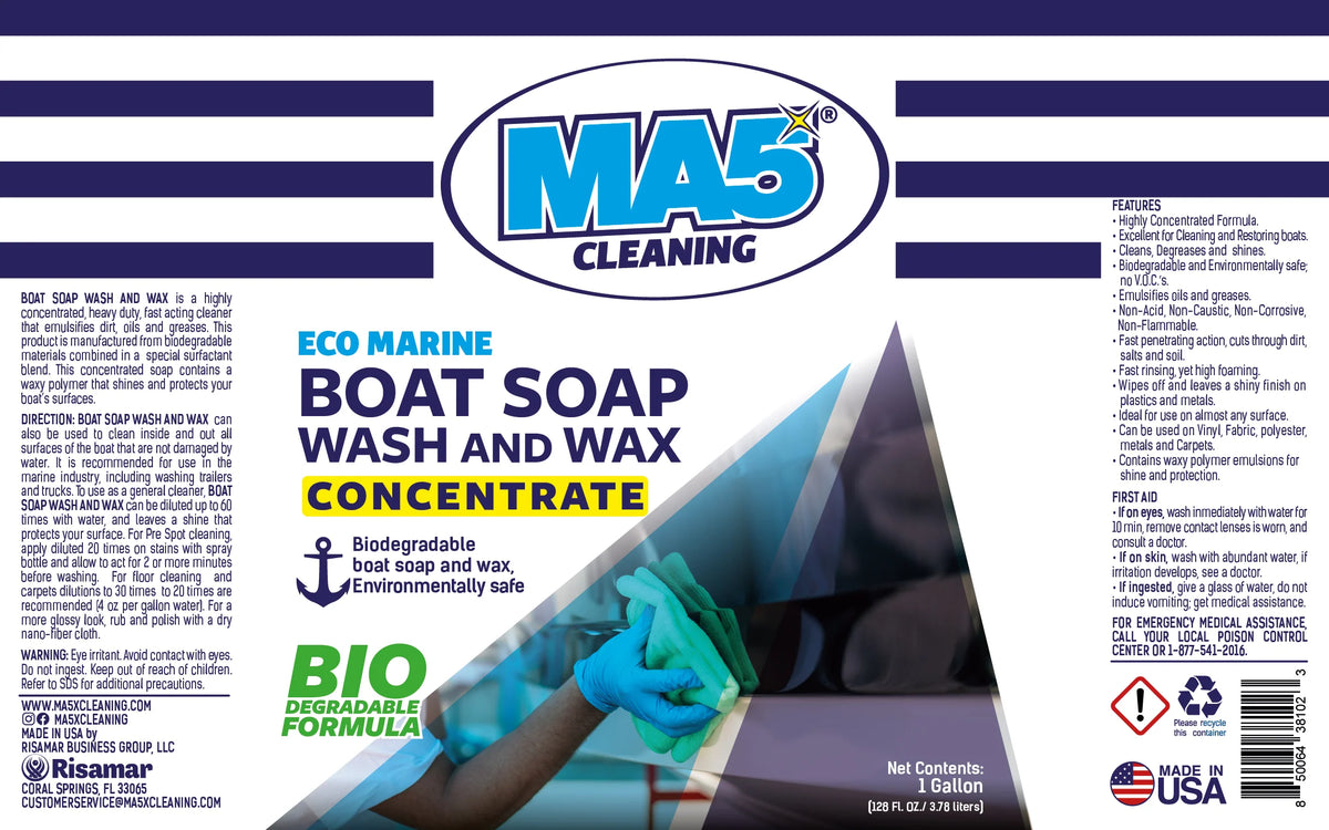 MA5X Marine Wash & Wax - Concentrated Boat Cleaner & Protectant