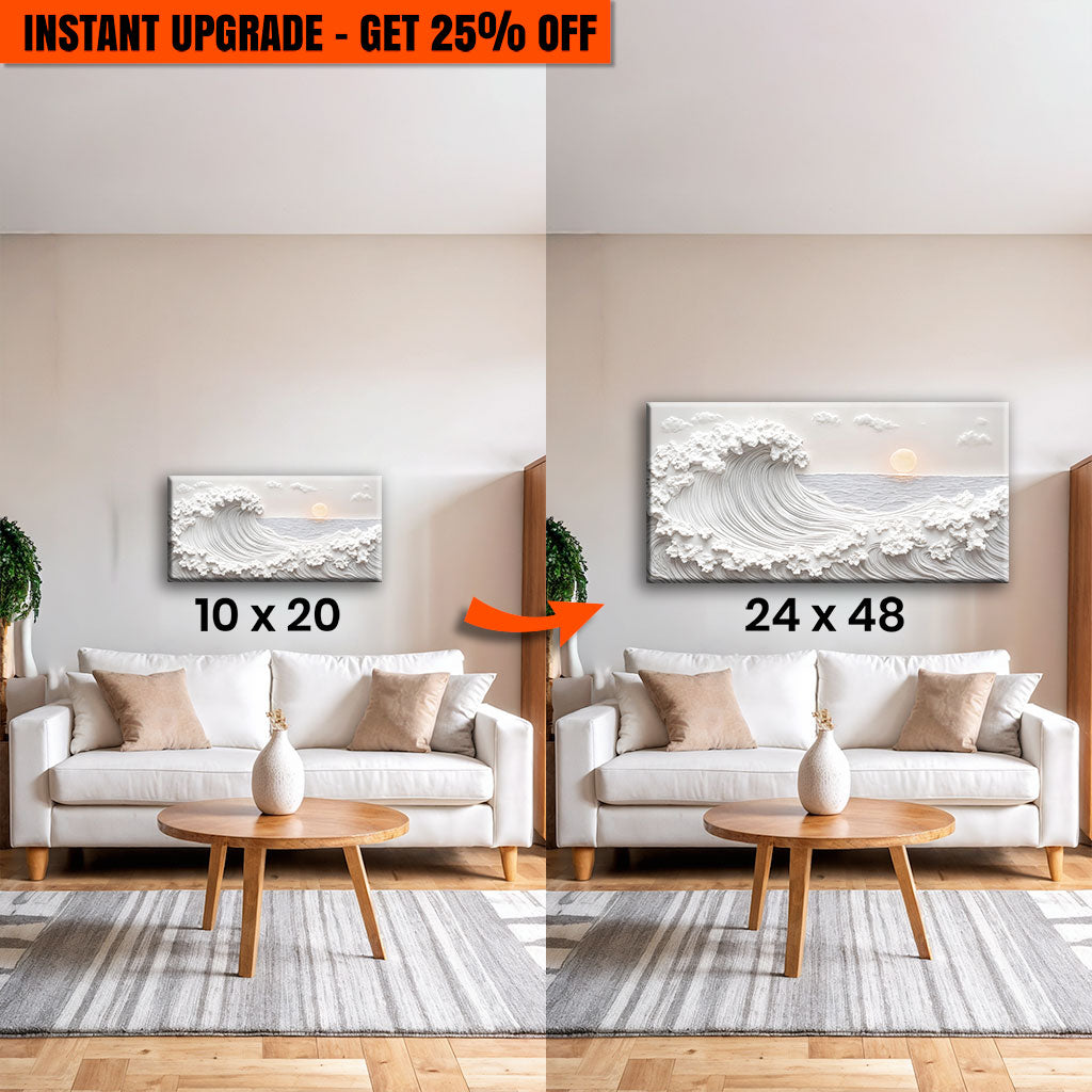Upgrade Your 20x10 Inches 'Ocean Waves Abstract Wall Art' Canvas To 48x24 Inches