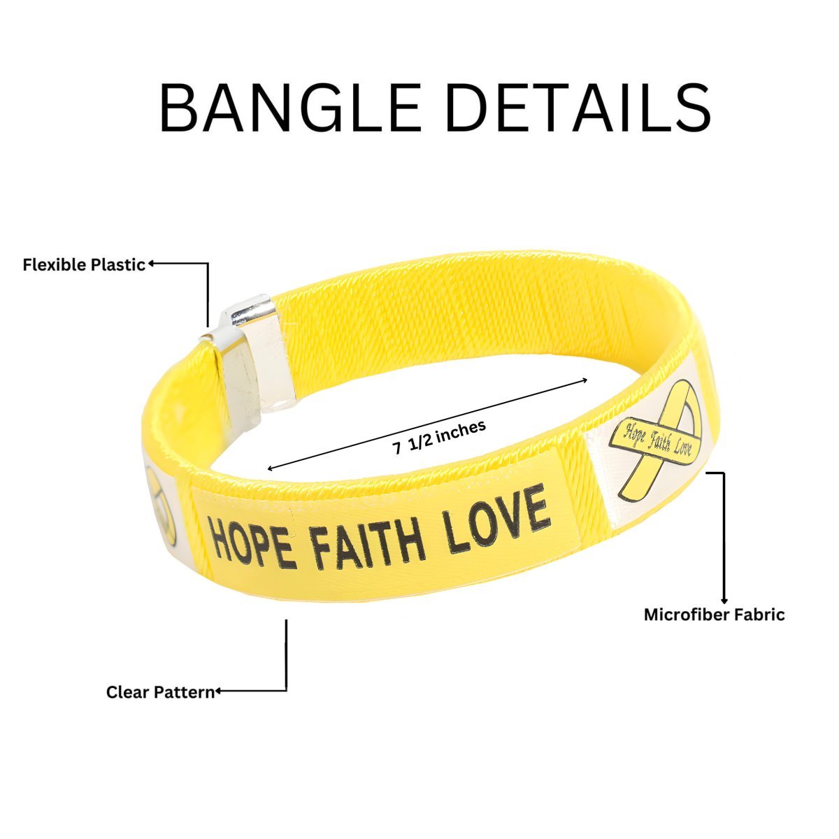 Hope Faith Love Yellow Ribbon Bangle Bracelets