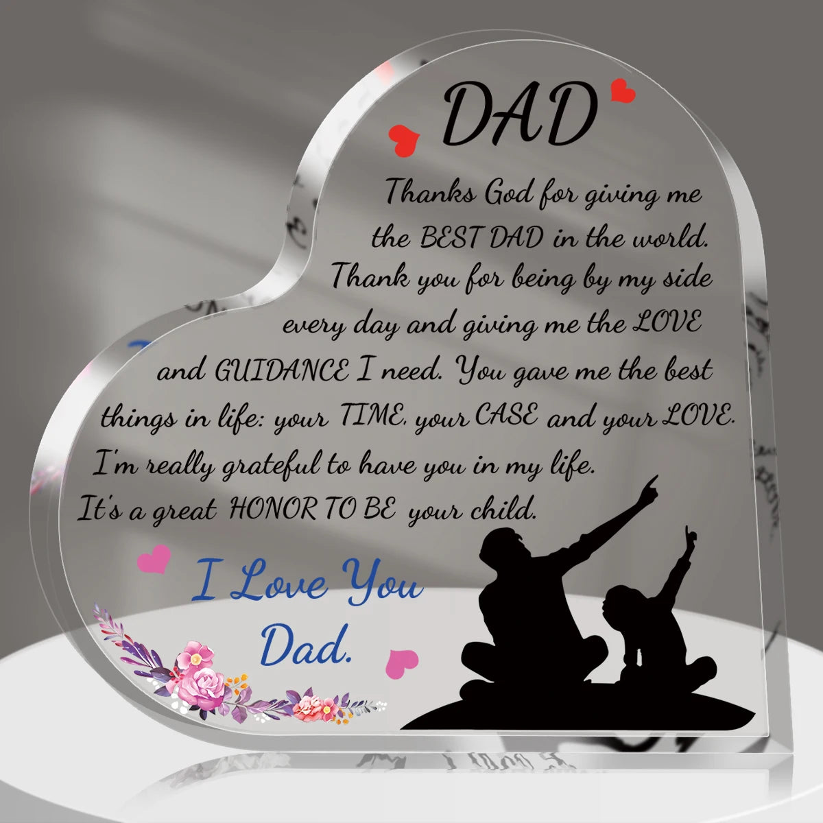 1PC Heart Shape Acrylic Plaque for Dad