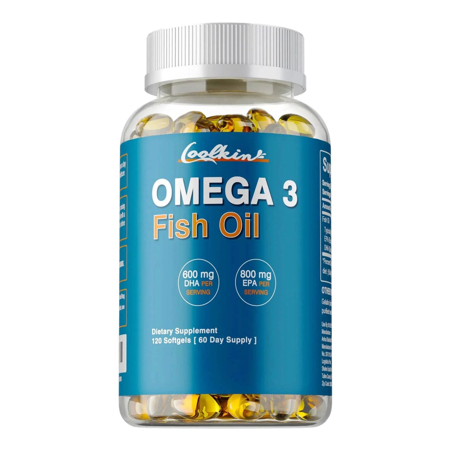 Omega 3 Fish Oil - with DHA & EPA - Supports Brain, Nervous System, Cardiovascular, Skin Health, Antioxidant - 120 Capsules