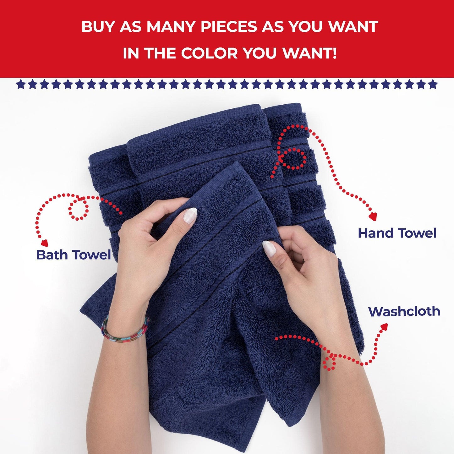 Single Piece - Create Your Set - 100% Cotton Turkish Towels with 20 Different Colors