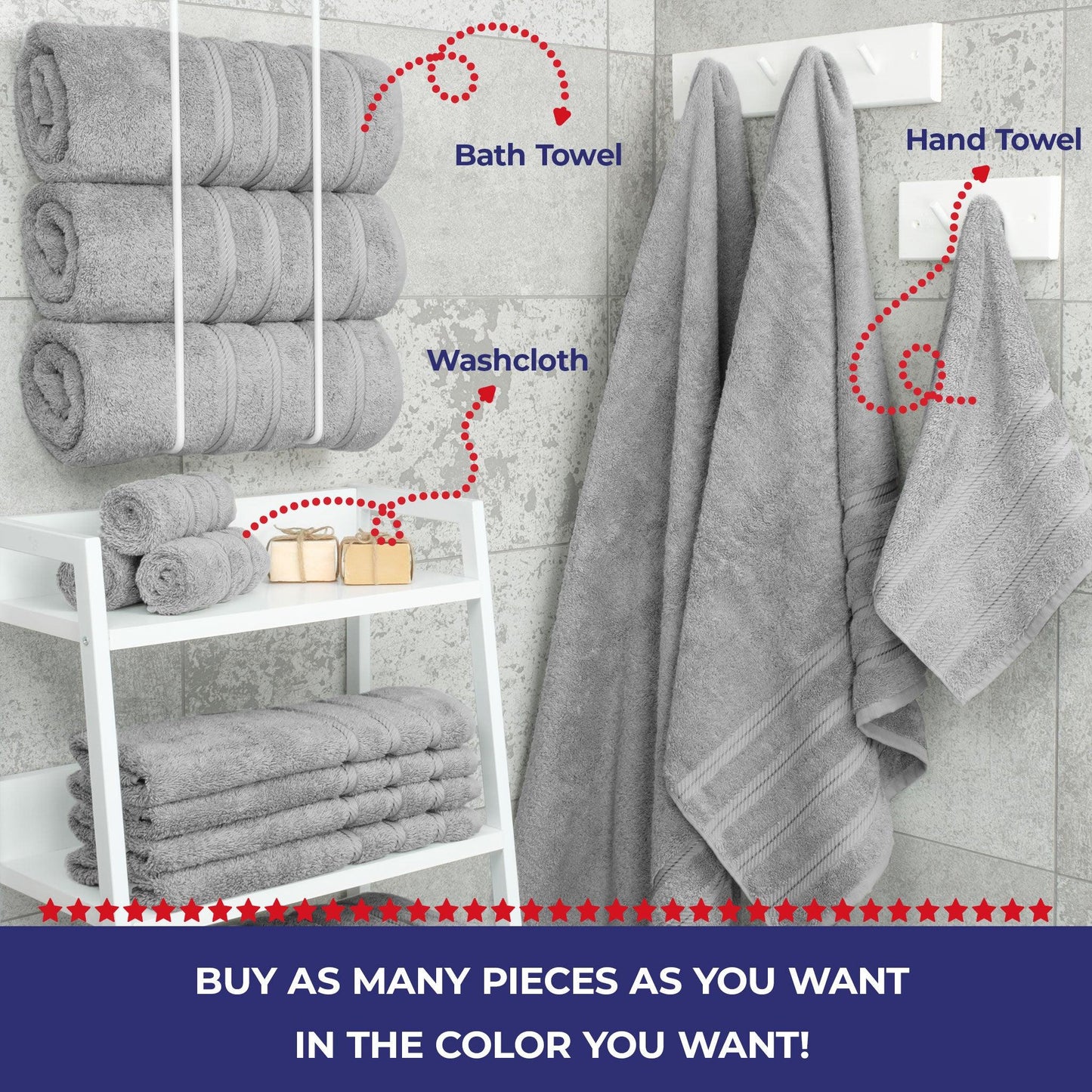 Single Piece - Create Your Set - 100% Cotton Turkish Towels with 20 Different Colors