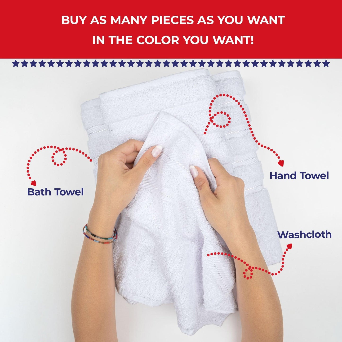 Single Piece - Create Your Set - 100% Cotton Turkish Towels with 20 Different Colors
