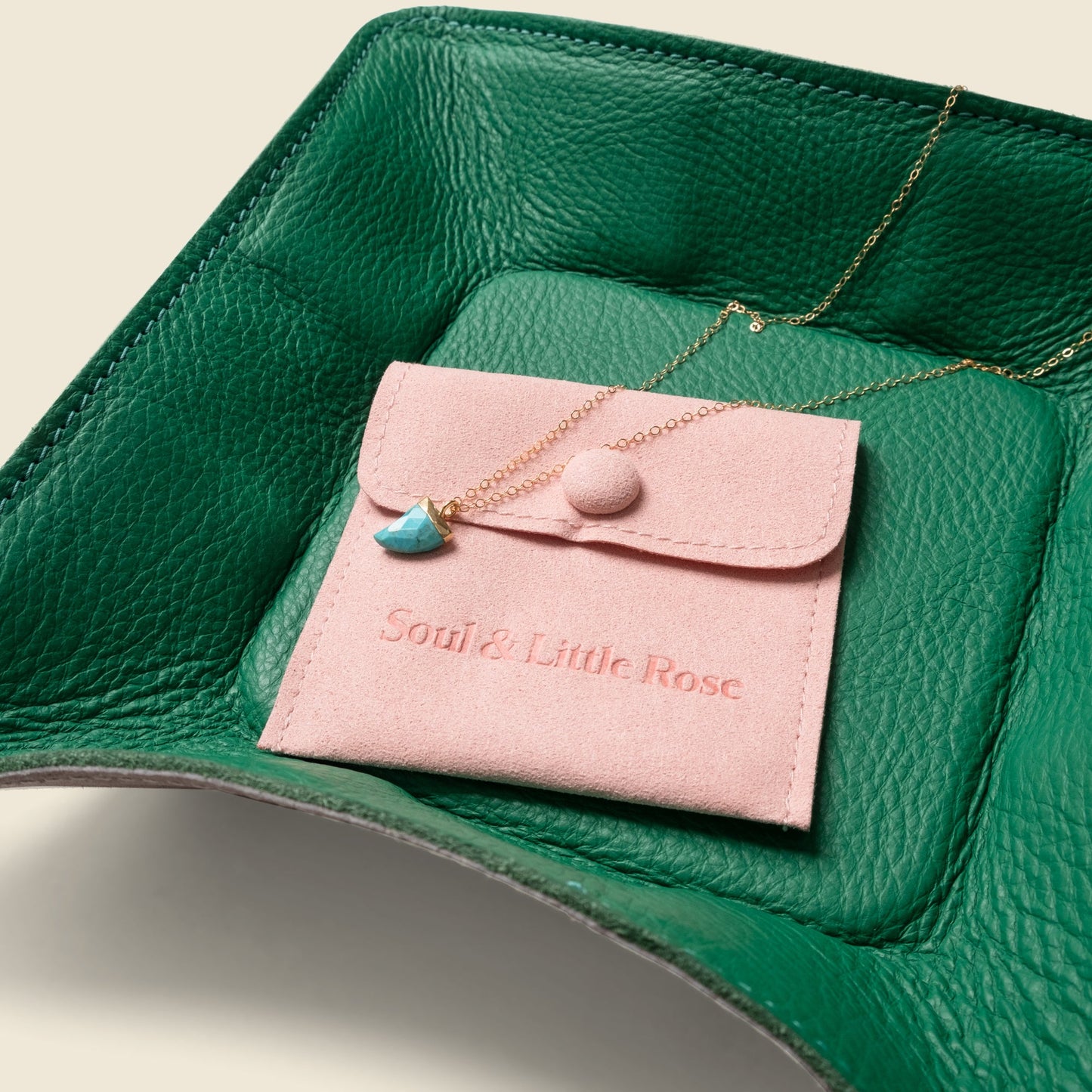 Travel valet leather tray - Green