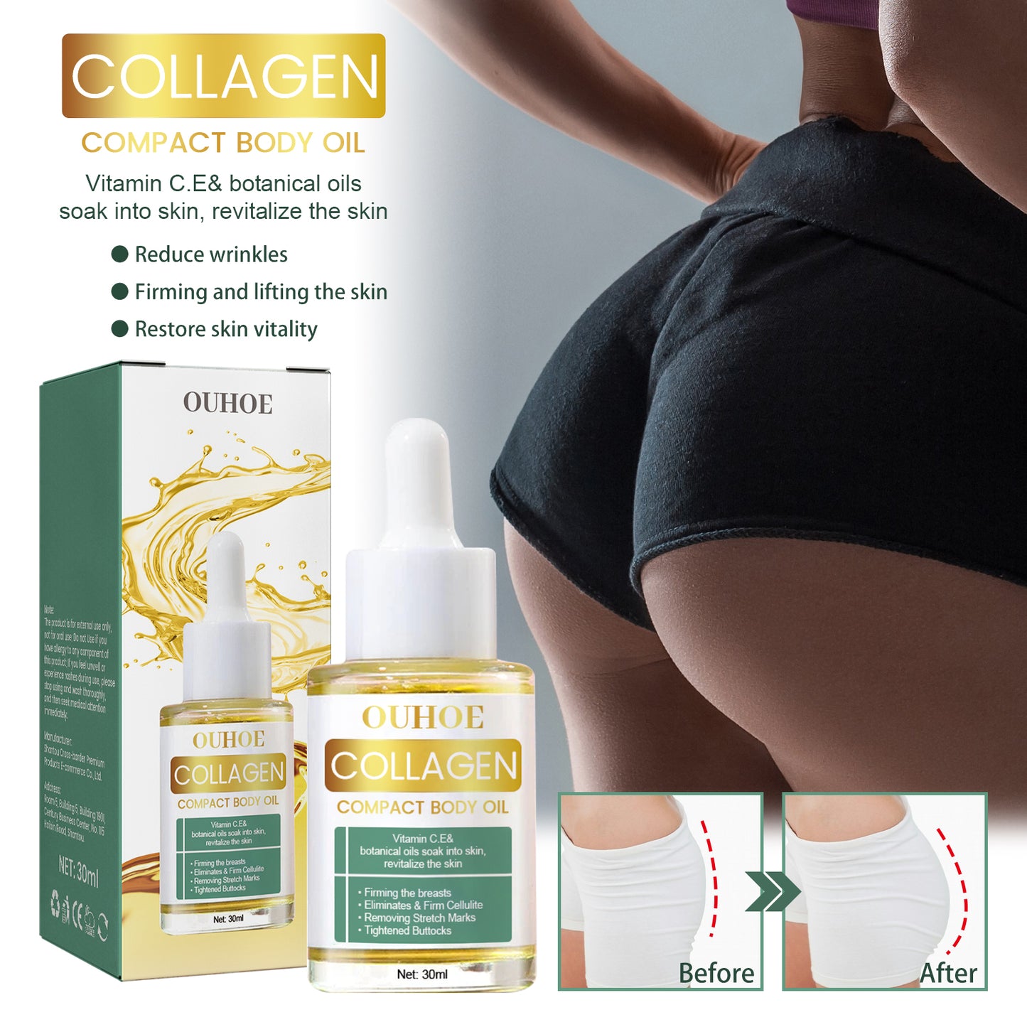 Collagen Lift Body Oil, Slimming Body Firming Massage Beauty Body Care Oil