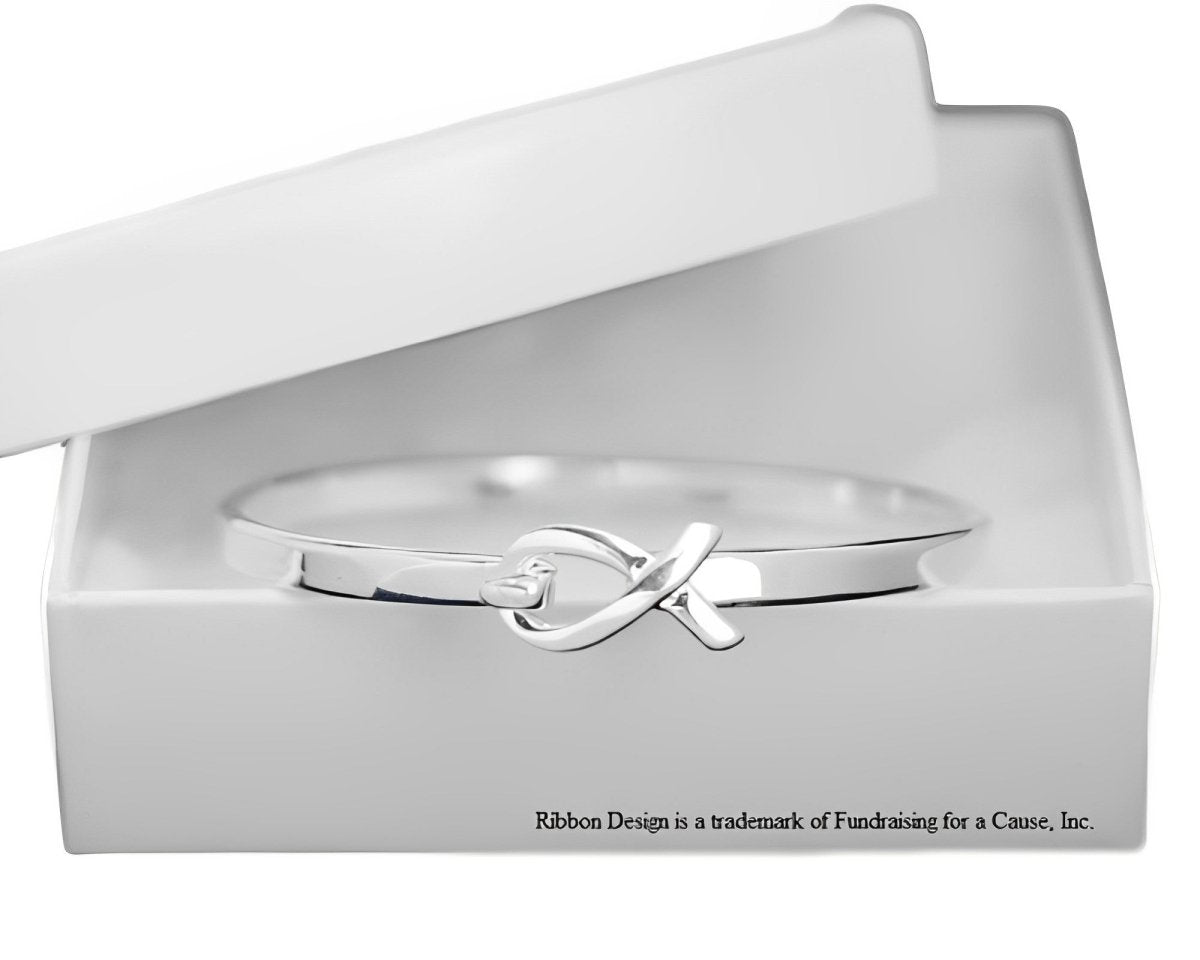 Sterling Silver-Plated Awareness Ribbon Bangle Bracelets