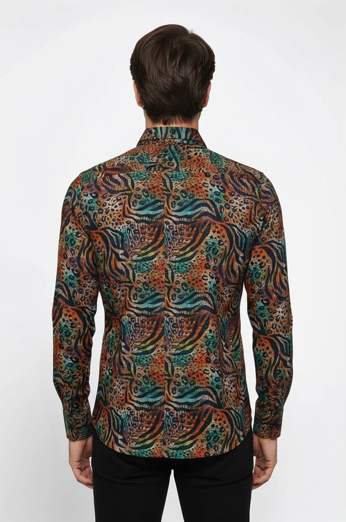 Animal Patterned Long Sleeves Multicolor Men Shirt - Wessi