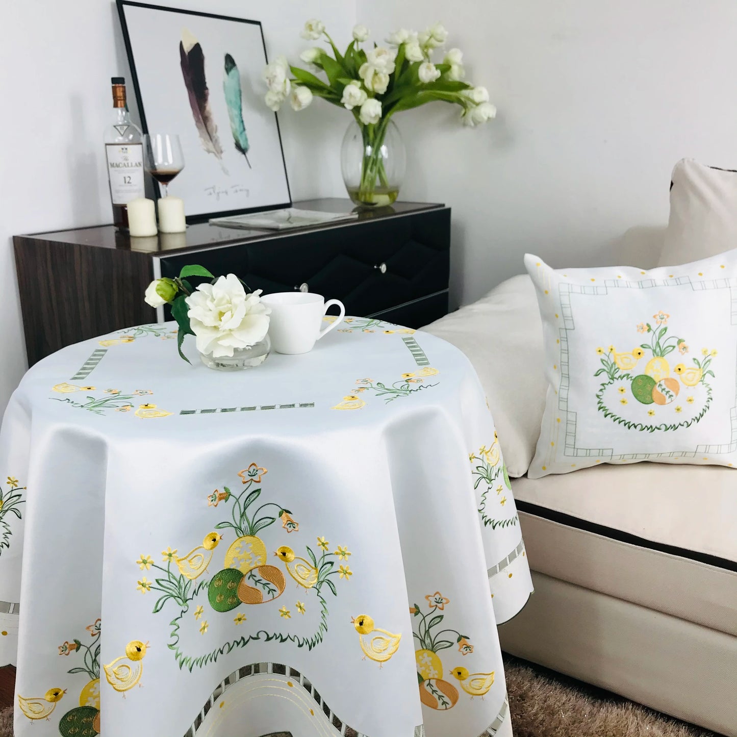 Embroidery Tablecloth napkin Home Decor Silk-touch Fiber