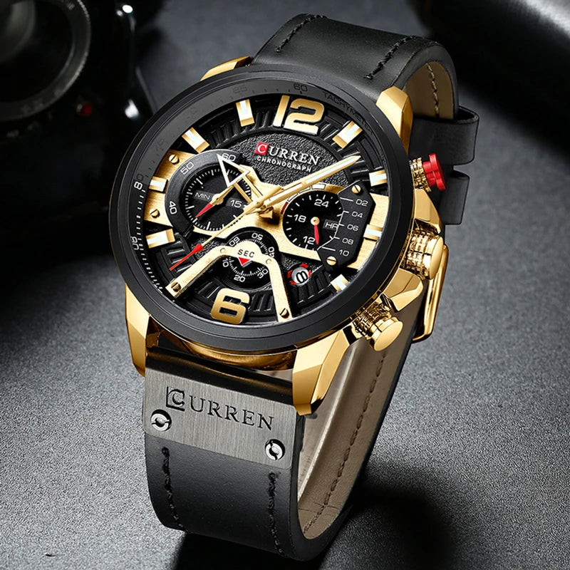 Men's Casual Luxury Military Sport Watch Leather Wrist