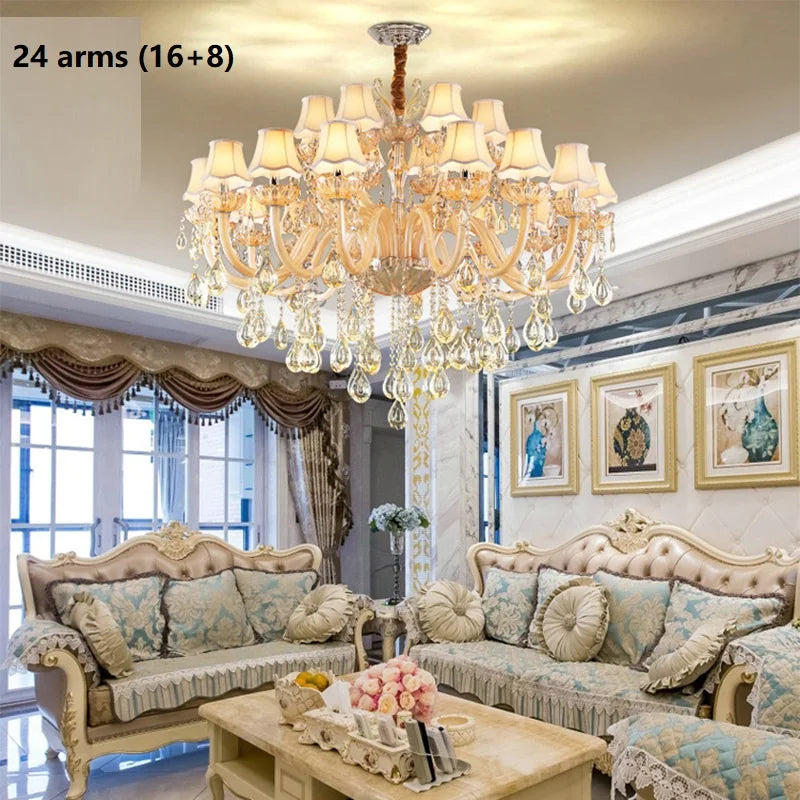 Large Crystal Luxury Chandelier Lighting 15/18/24/34 100% K9