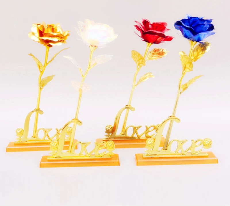 24K Plated Gold Rose Artificial Flower