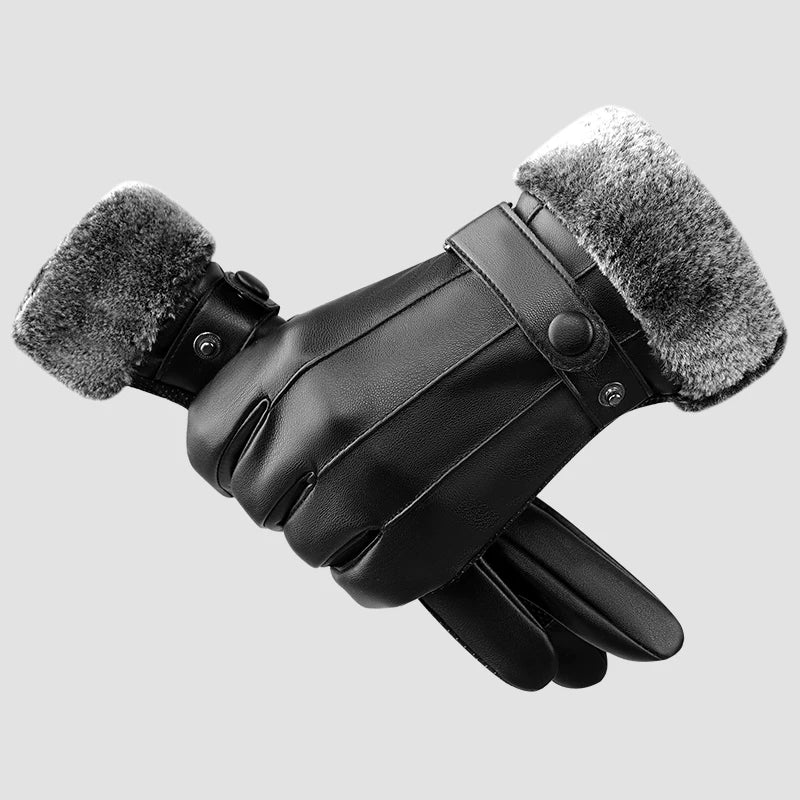 Men Gentleman Thicken Warm Touch Screen Pu Faux Leather Winter Gloves