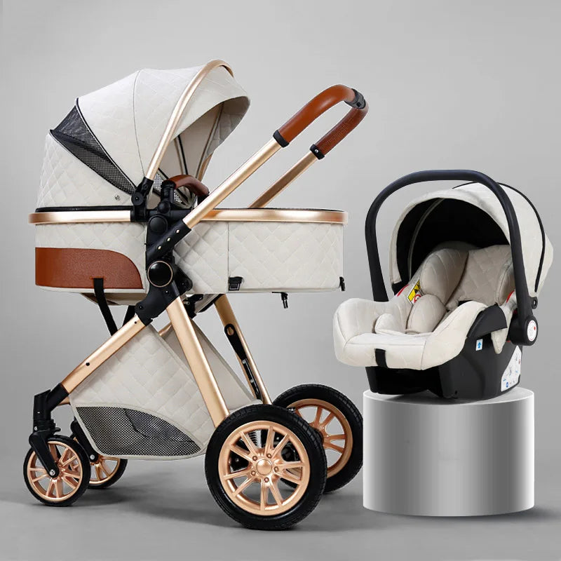 Luxury Baby Stroller 3 in 1 High Landscape Portable Infant Carrier w Car Seat