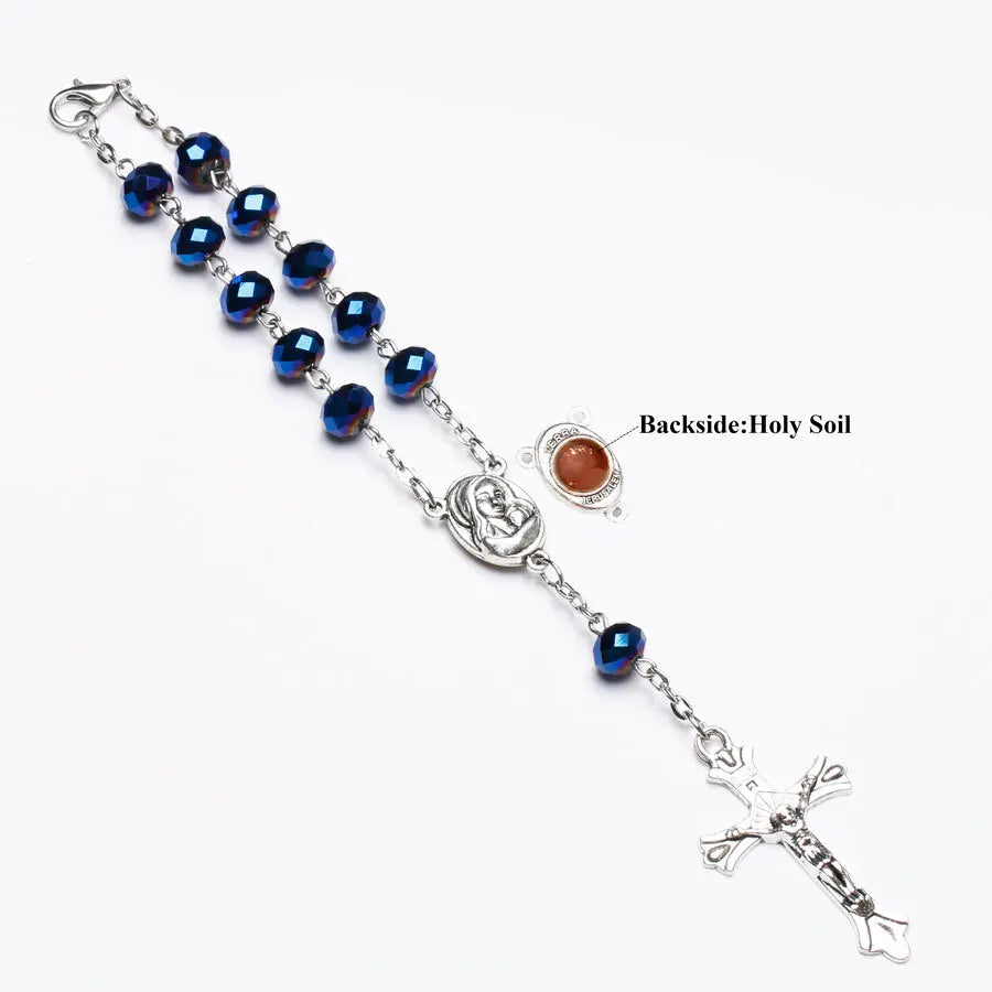 Catholic Prayer Long Chain Rosaries Jewelry for Men Women Stainless Steel Cross Pendant Necklaces