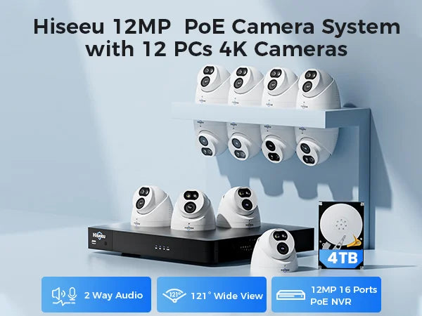 Hiseeu 4K 16-Channel POE NVR Security Camera System 8MP Surveillance Camera Kit with Color Night Vision