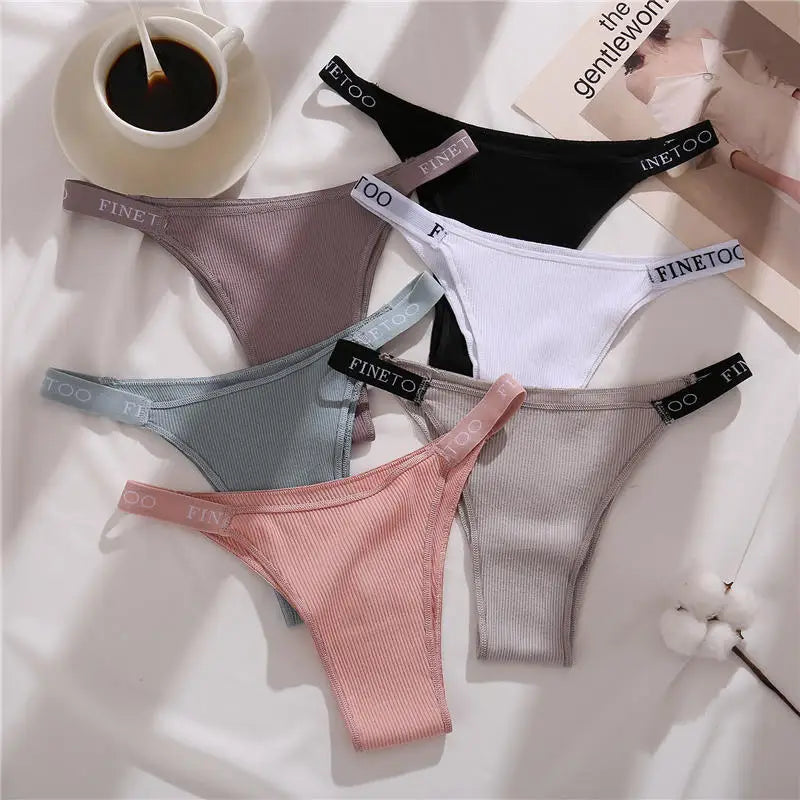 5PCS/Set Cotton Panties Briefs Women Underpants Sexy Thong
