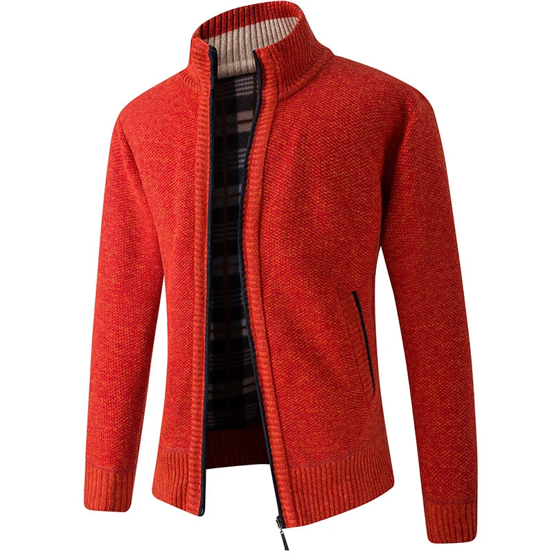 Men Sweater Cardigan Blazer Autumn/Winter Fleece Thick Warm Loose Zip Up