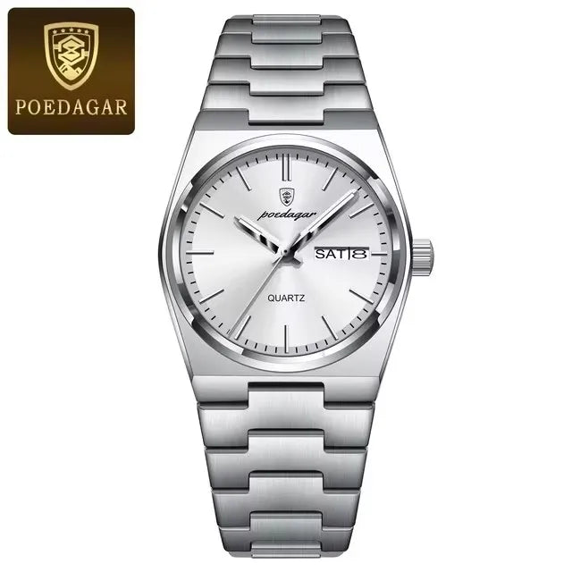 Luxury Watch for Woman Elegant Quartz Waterproof Luminous Date Week Stainless Steel