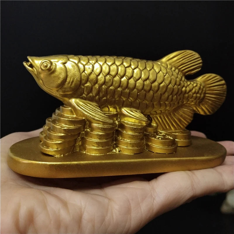 Gold Animal Fish Statue Figurines Lucky Ornaments Home Decoration Feng Shui Gifts