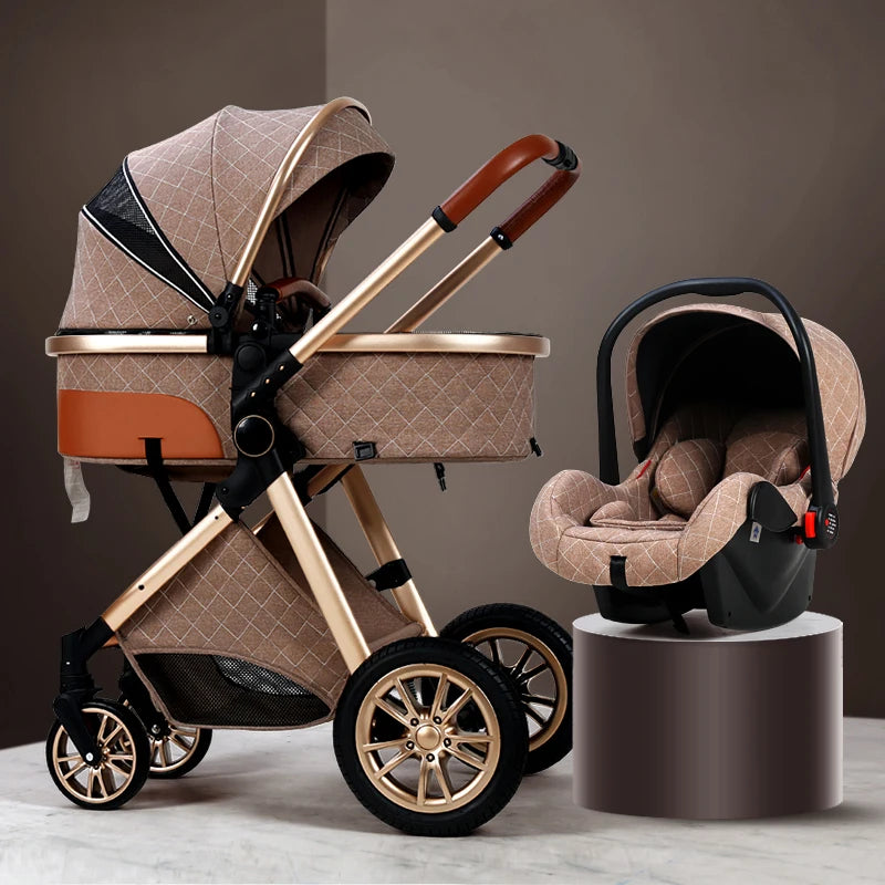 Luxury Baby Stroller 3 in 1 High Landscape Portable Infant Carrier w Car Seat