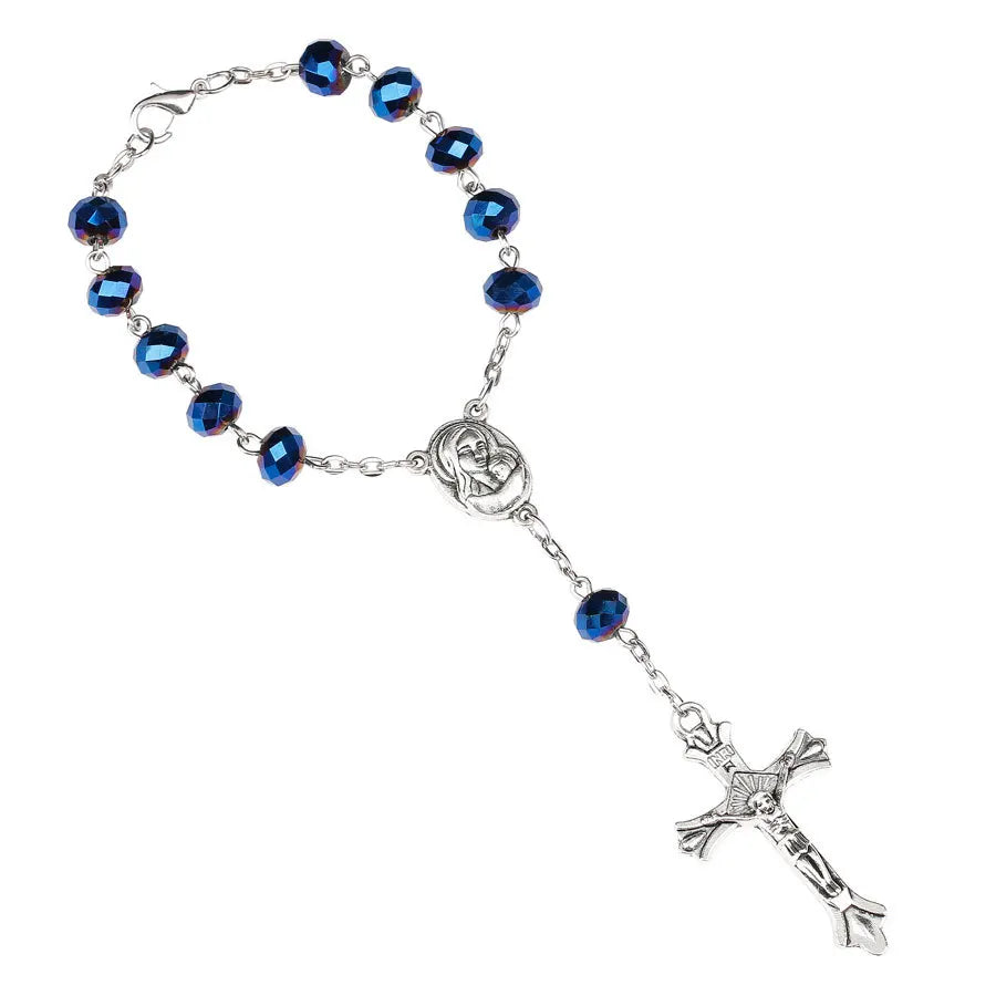 Catholic Prayer Long Chain Rosaries Jewelry for Men Women Stainless Steel Cross Pendant Necklaces