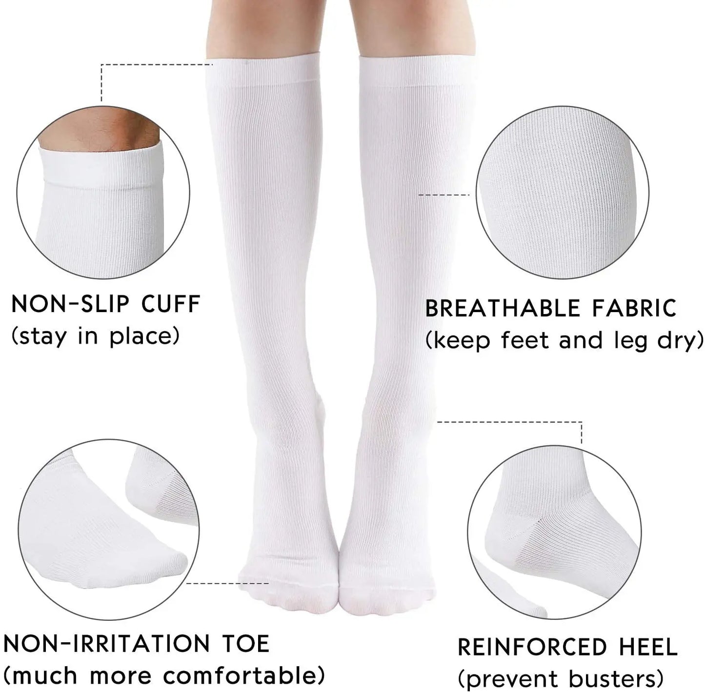 3/67 Pair Compression Stocking Women Men Knee High 30mmHg Edema Diabetes Varicose Veins Running Travel Sport Compression Socks
